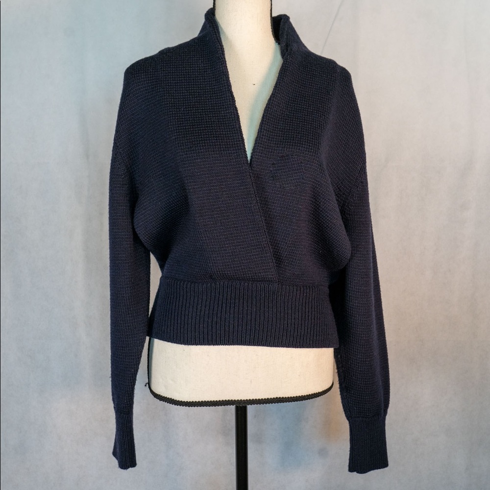 A Plan Application Navy Cropped Sweater